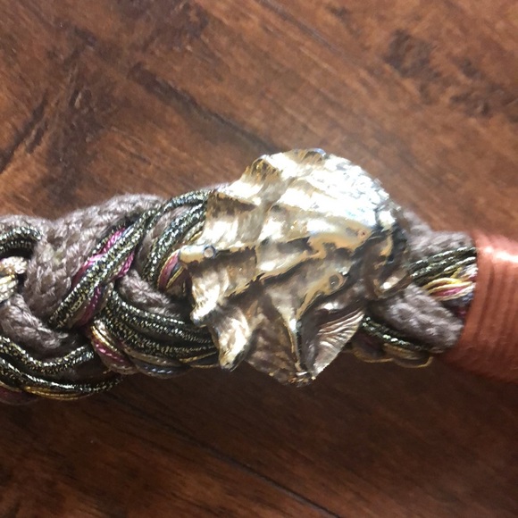 Carolyn Tanner Designs Women’s Antique Belt Woven with Shell detail burnt orange - Picture 5 of 5